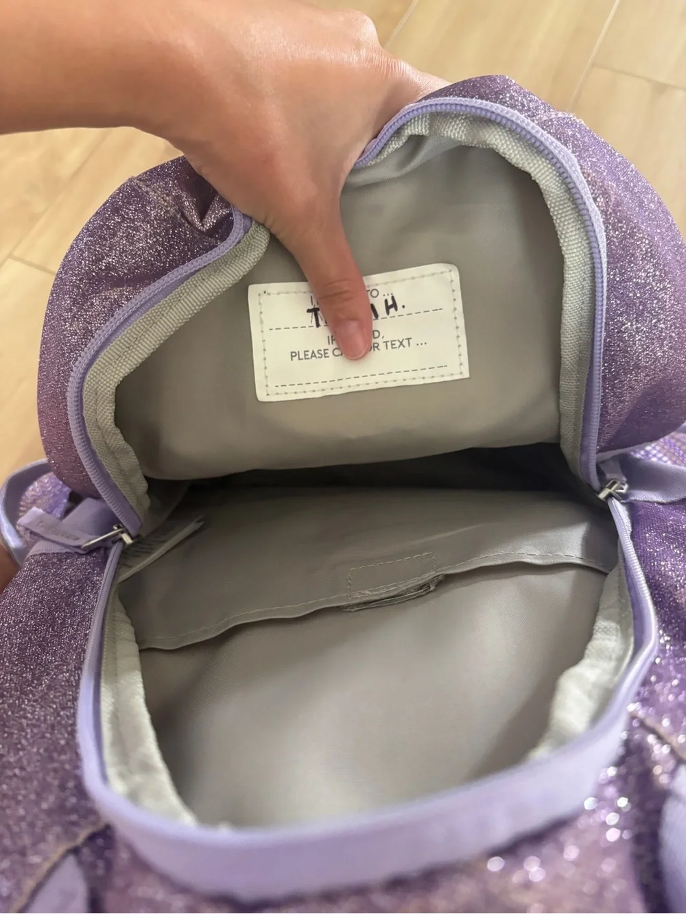 Kids Glitter Ombre Purple Backpack with Chest Straps